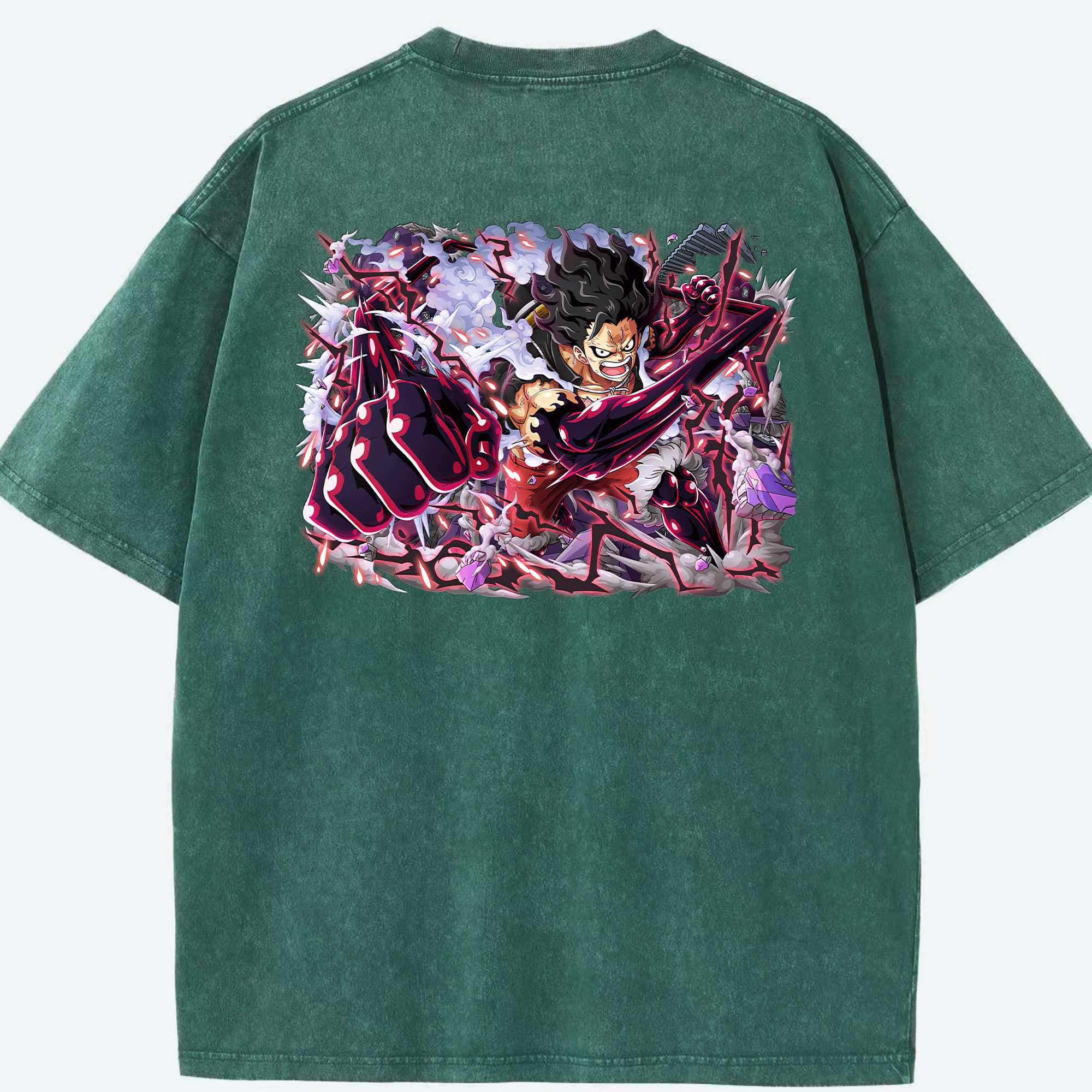 ワンピース モンキー・D・ルフィ ONE PIECE Monkey D. Luffy 綿100% ヴィンテージ風 半袖Tシャツ（背面プリント）
